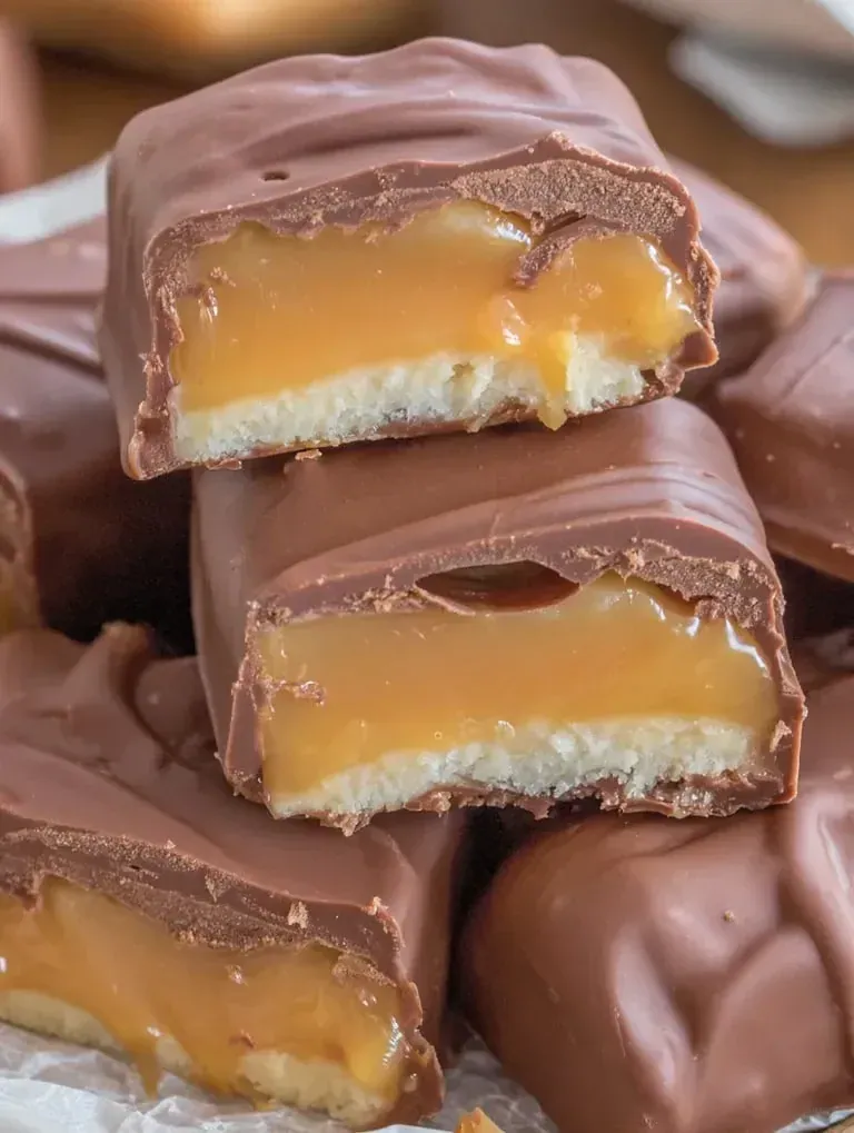 Homemade Milky Way Bars, ready to serve
