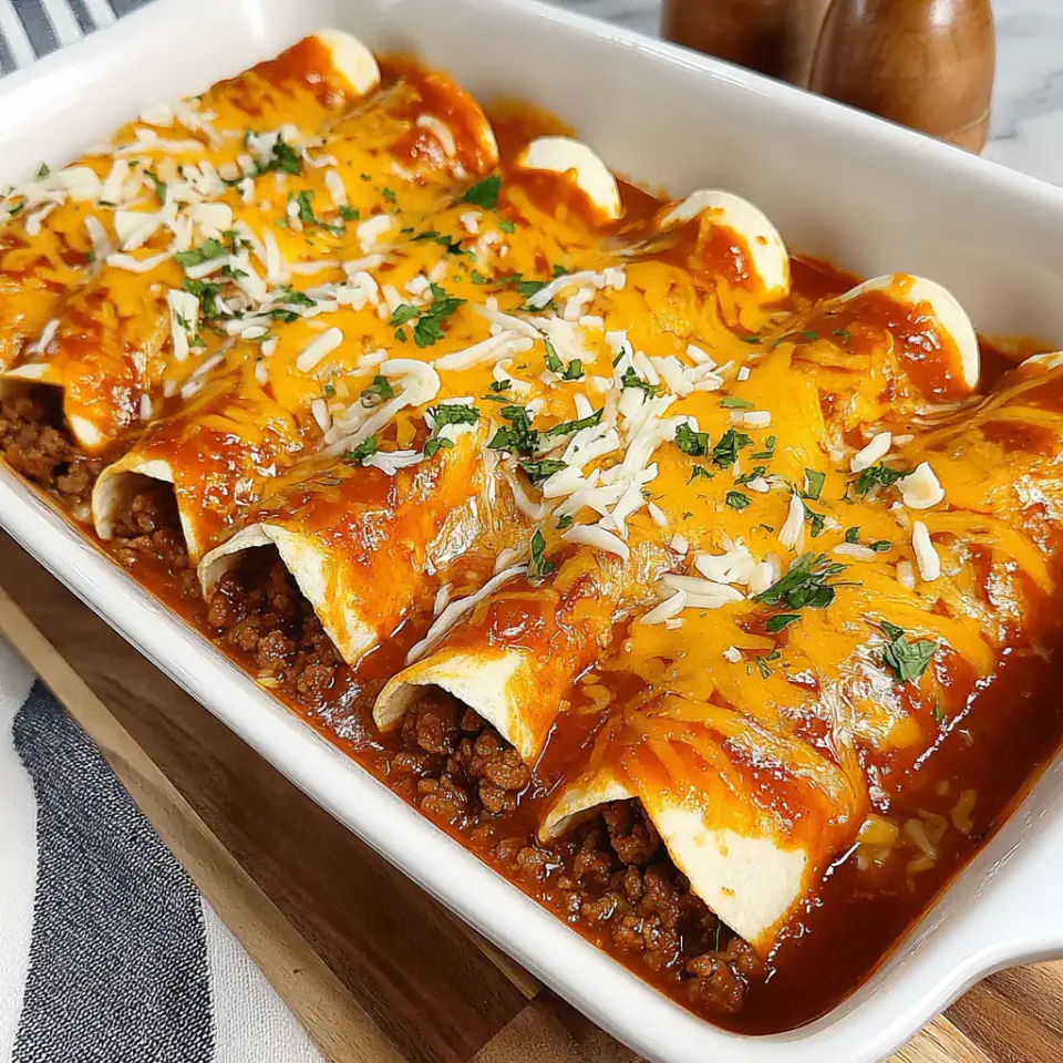 5 Ingredient Beef Enchiladas, ready to serve