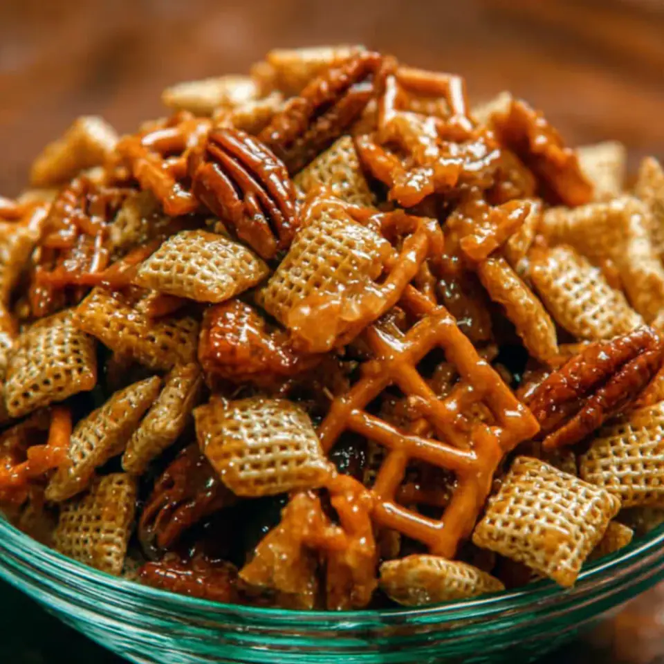A close look at Addicting Toffee Chex Mix