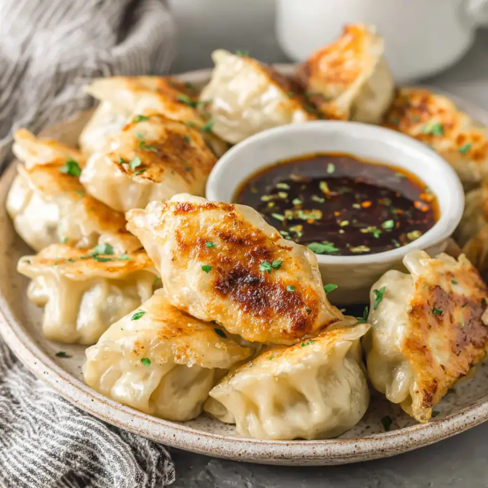 Air Fryer Dumplings served on the table
