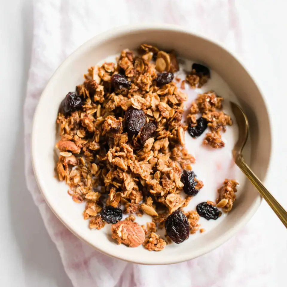 Almond Butter Granola, ready to serve