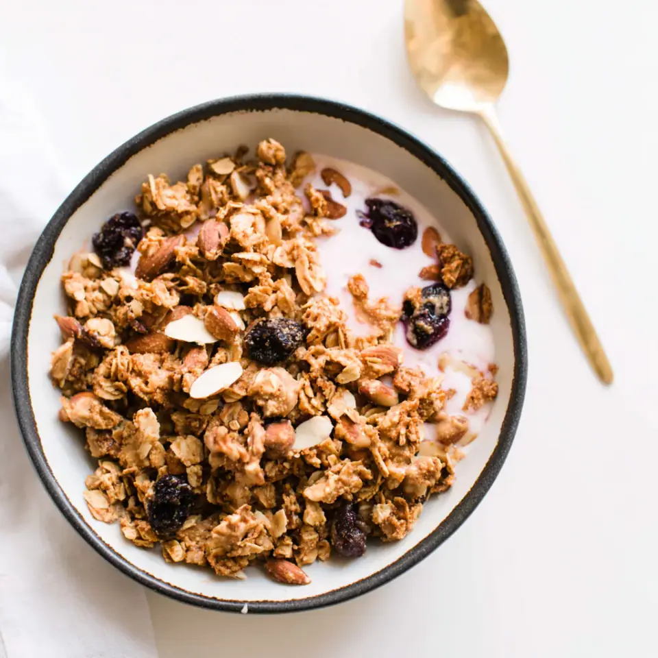 Almond Butter Granola served on the table