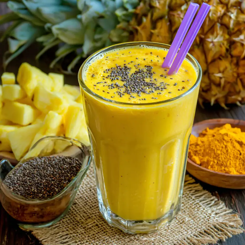 A close look at Anti-inflammatory Pineapple Banana Turmeric Smoothie