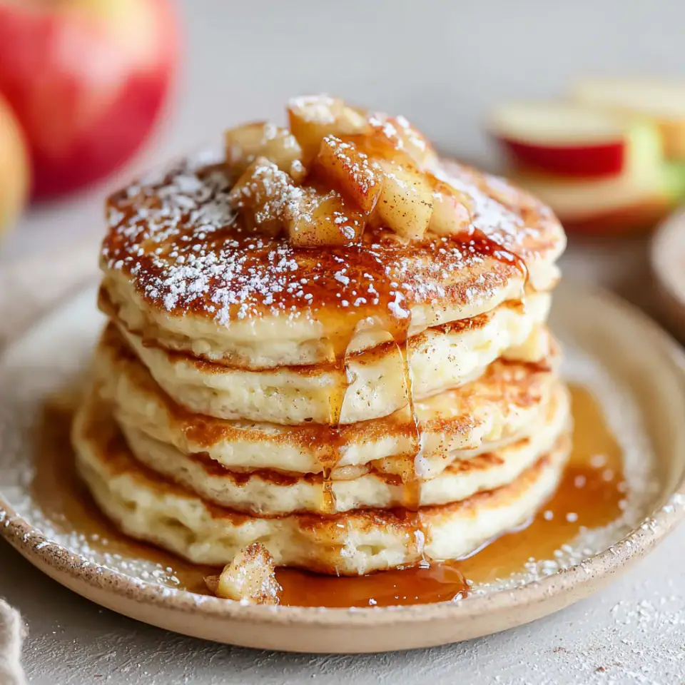 Apple Cinnamon Pancakes served on the table