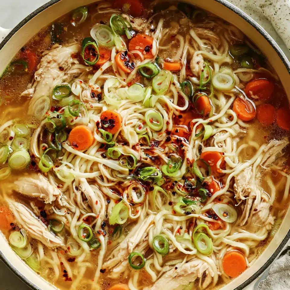 Aromatic Ginger Scallion Chicken Noodle Soup