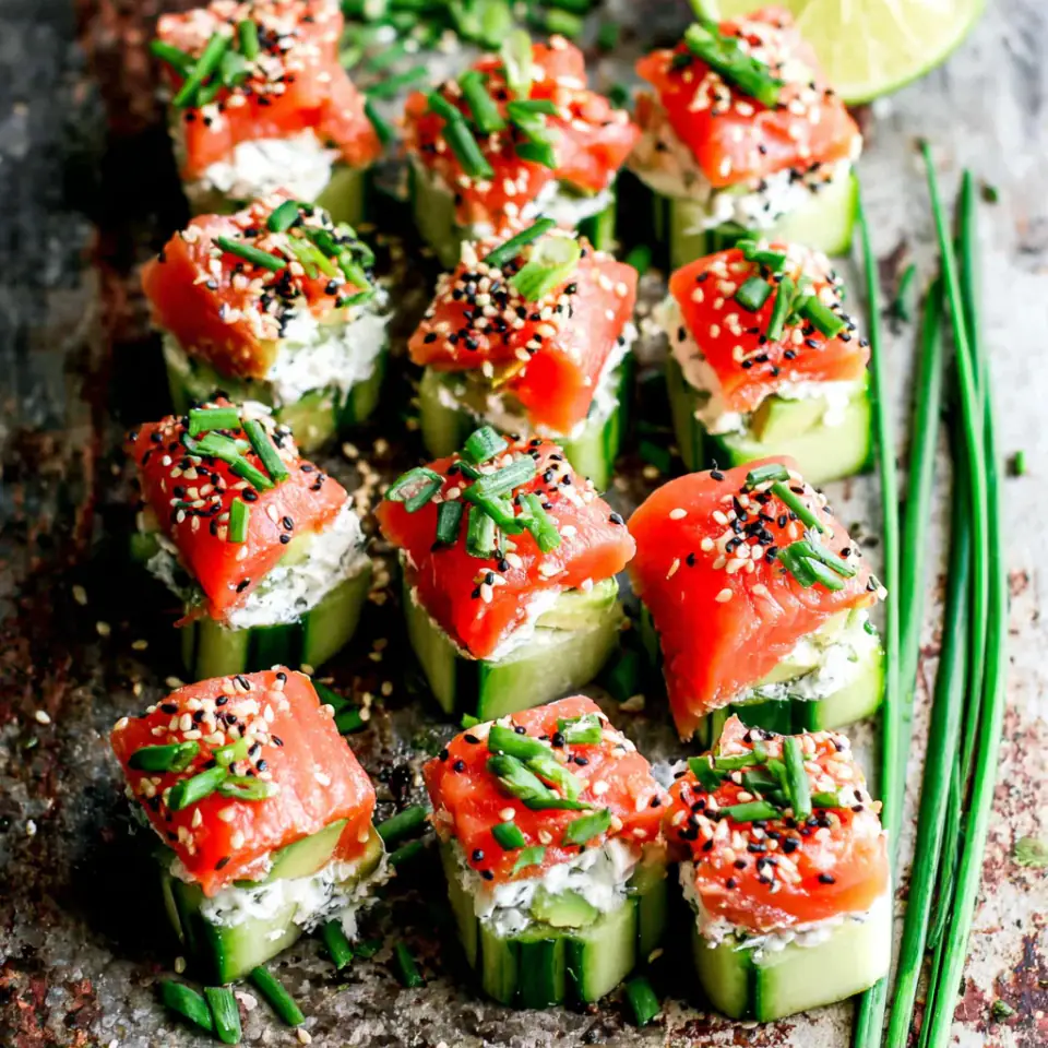 Avocado Salmon Rolls, ready to serve