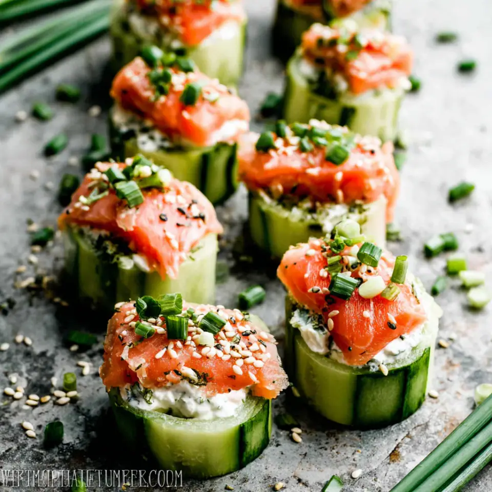 Avocado Salmon Rolls served on the table