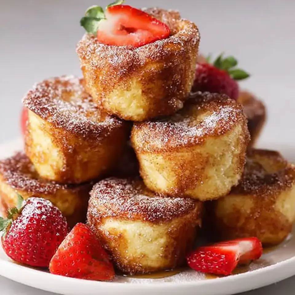 Baked Cinnamon Sugar French Toast Muffins Recipe served on the table