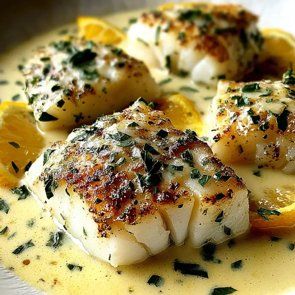 A close look at Baked Cod in Coconut Lemon Cream Sauce