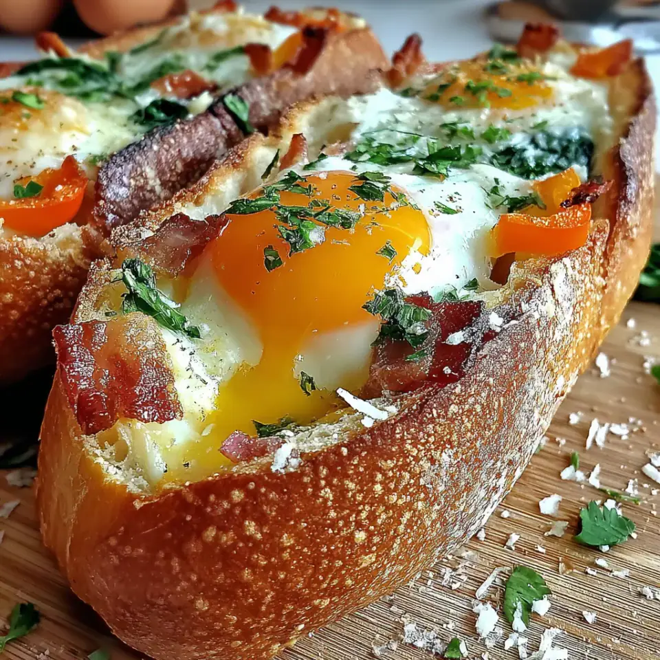 A close look at Baked Egg Boats Recipe