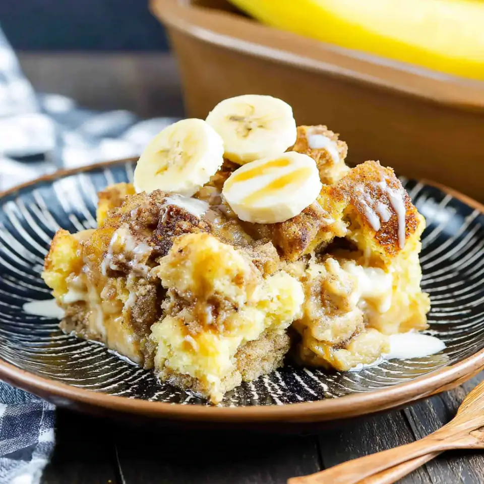 Banana Bread Pudding, ready to serve