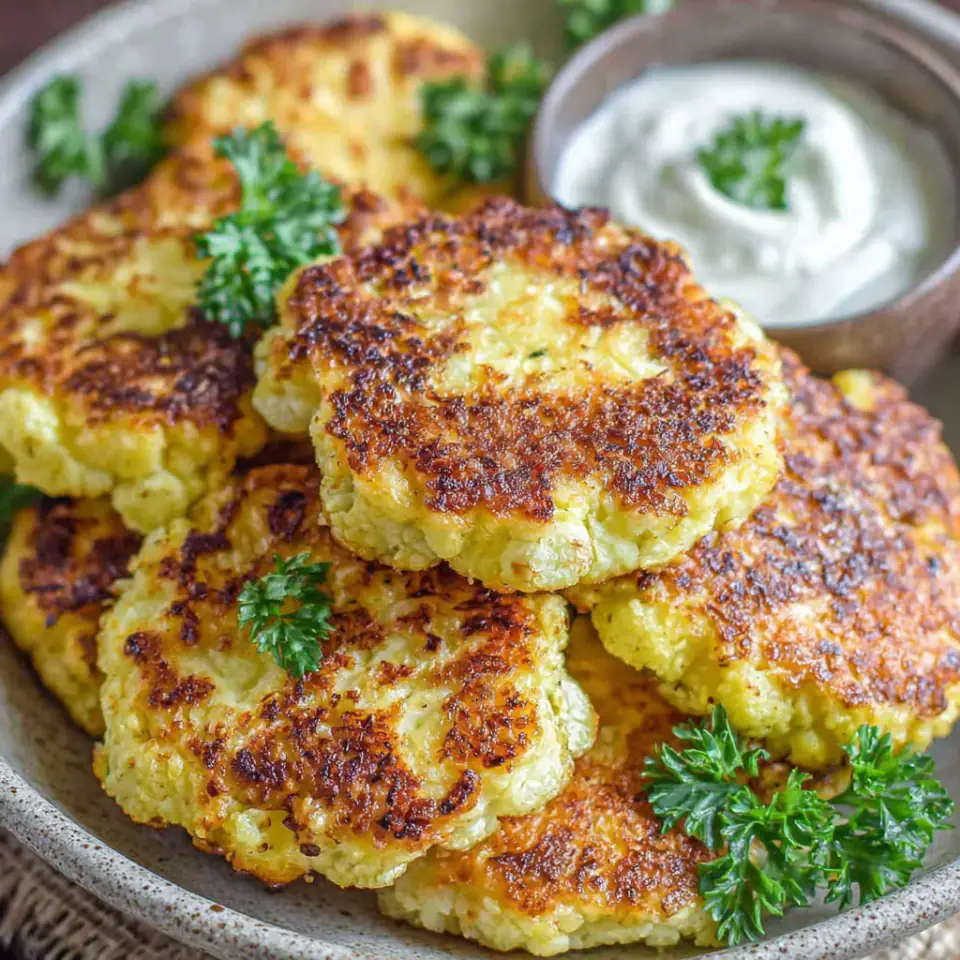 Basic Cauliflower Fritters, ready to serve