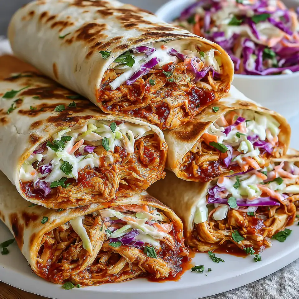 BBQ Chicken Coleslaw Wraps, ready to serve