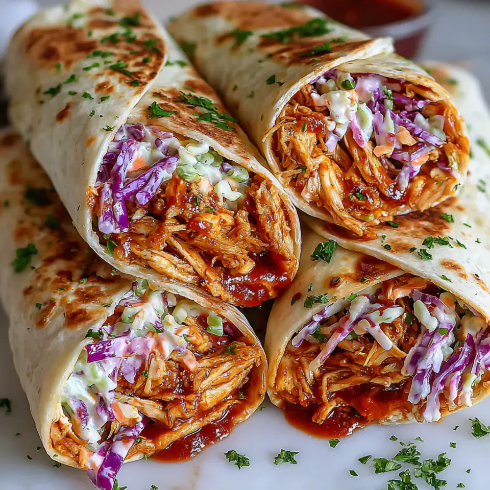 A close look at BBQ Chicken Coleslaw Wraps