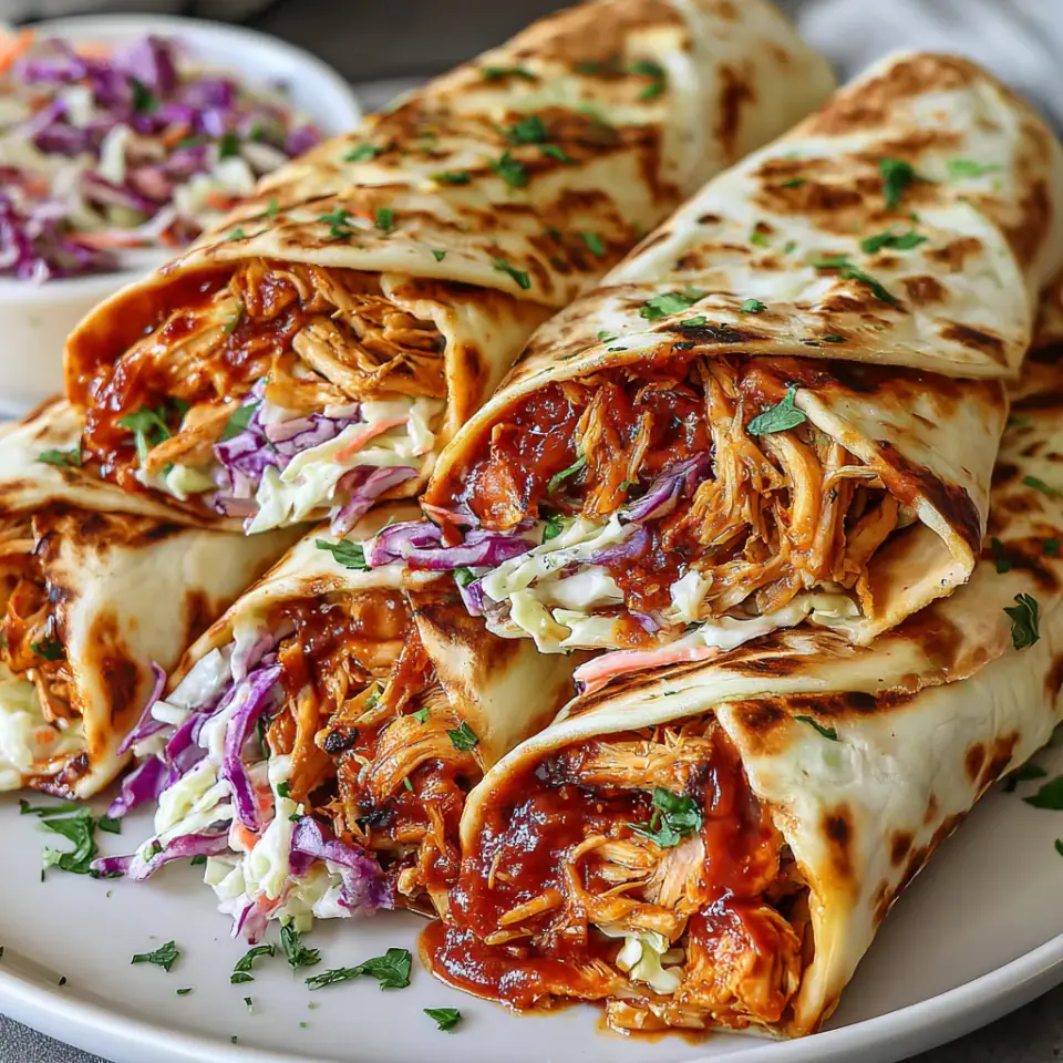 BBQ Chicken Coleslaw Wraps