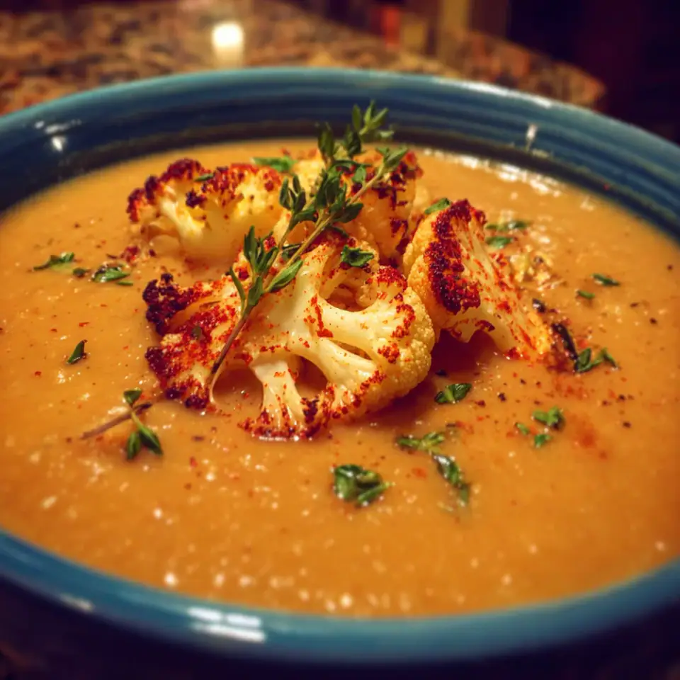 A close look at Creamy Roasted Cauliflower Soup