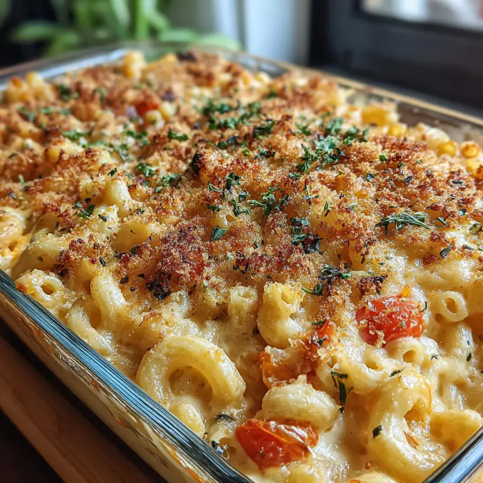 A close look at Creamy Vegetarian Macaroni Bake