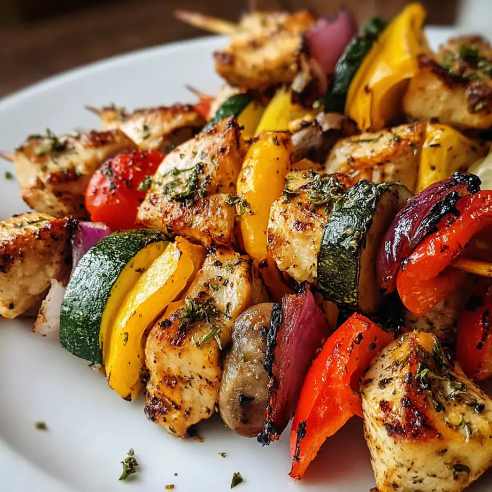 A close look at Grilled Chicken Veggie Kabobs