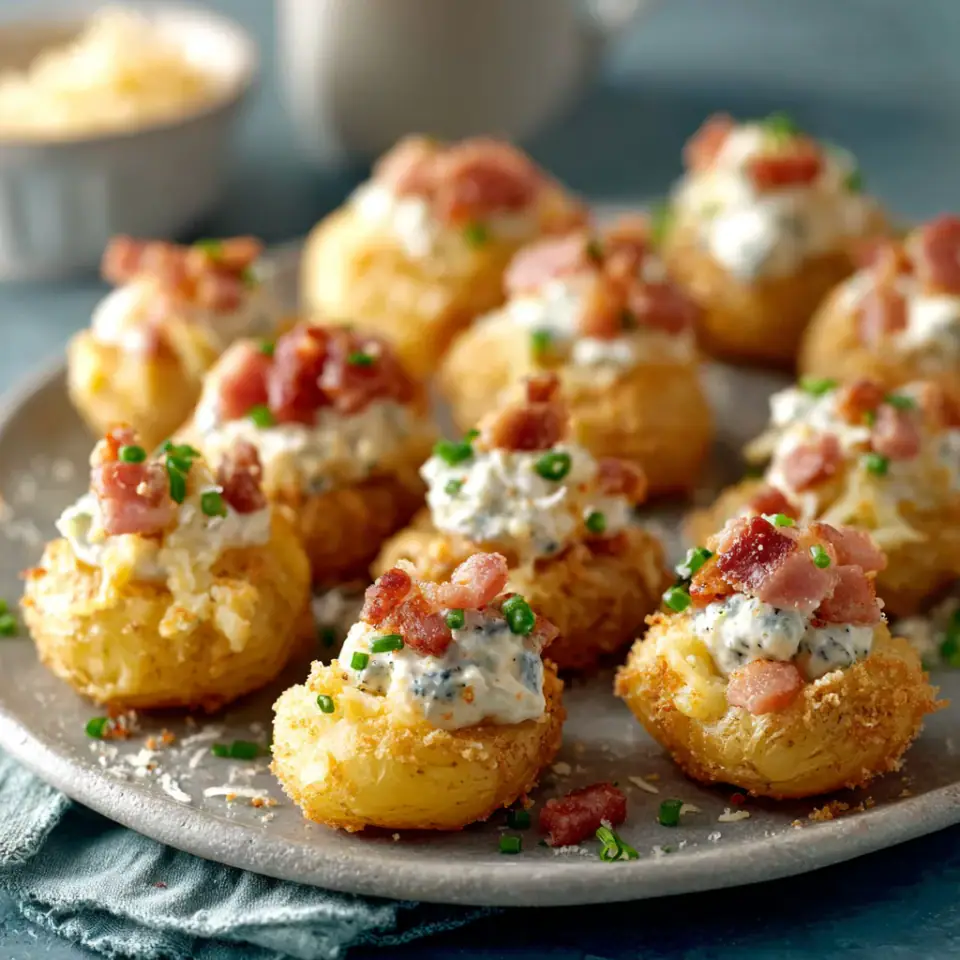 Loaded Mini Potato Skins served on the table