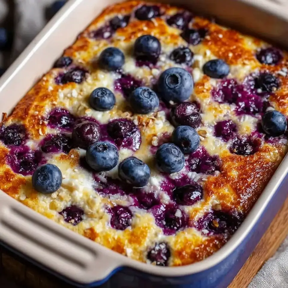 A close look at Blueberry Cottage Cheese Breakfast Bake
