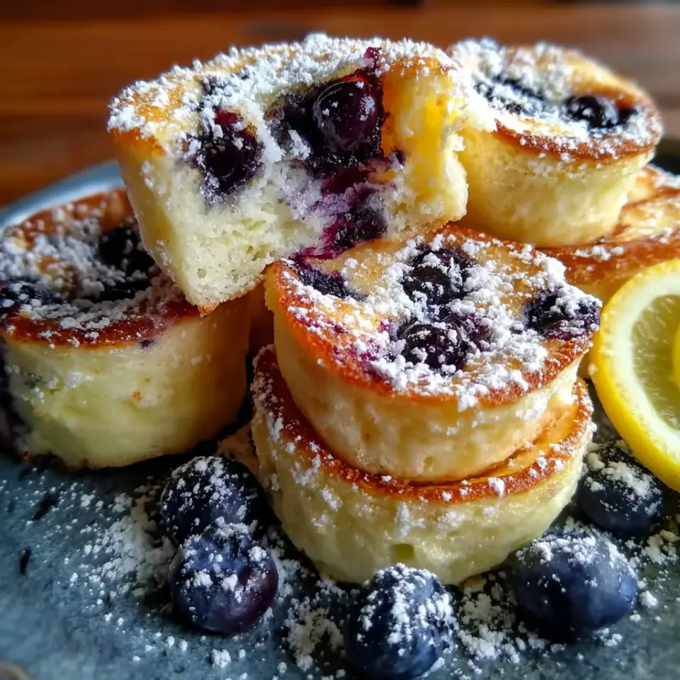 Blueberry Lemon Pancake Bites, ready to serve