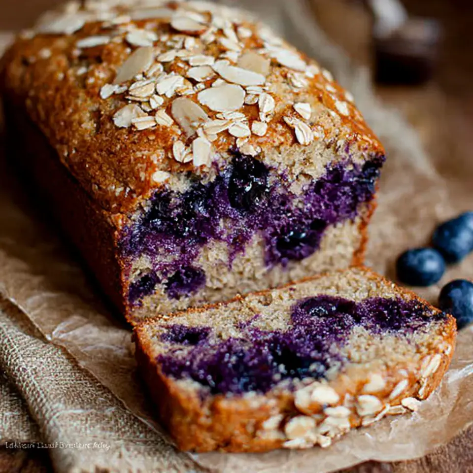 Blueberry Oat Breakfast Bread, ready to serve