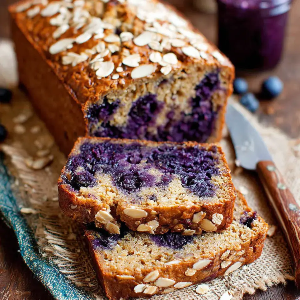 A close look at Blueberry Oat Breakfast Bread