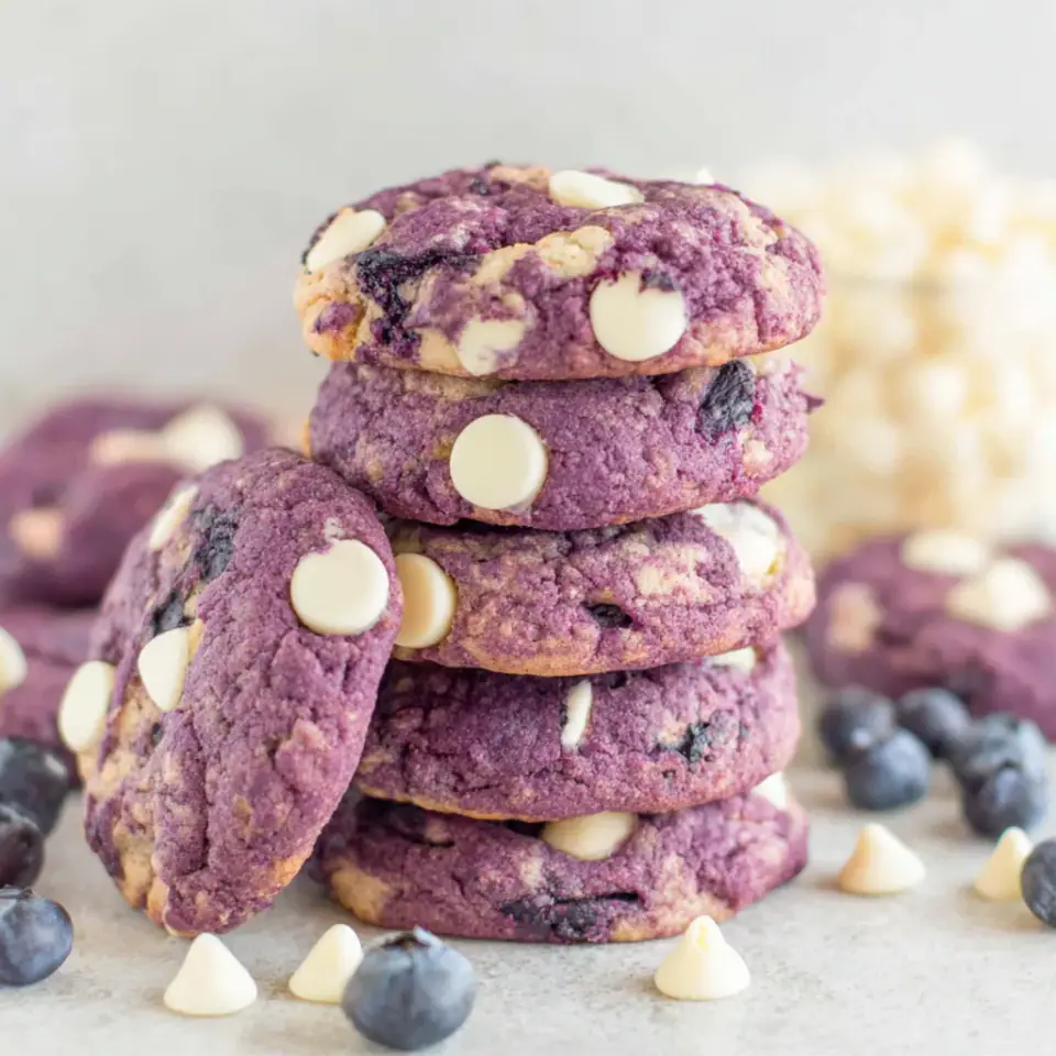 Blueberry White Chocolate Cookies served on the table