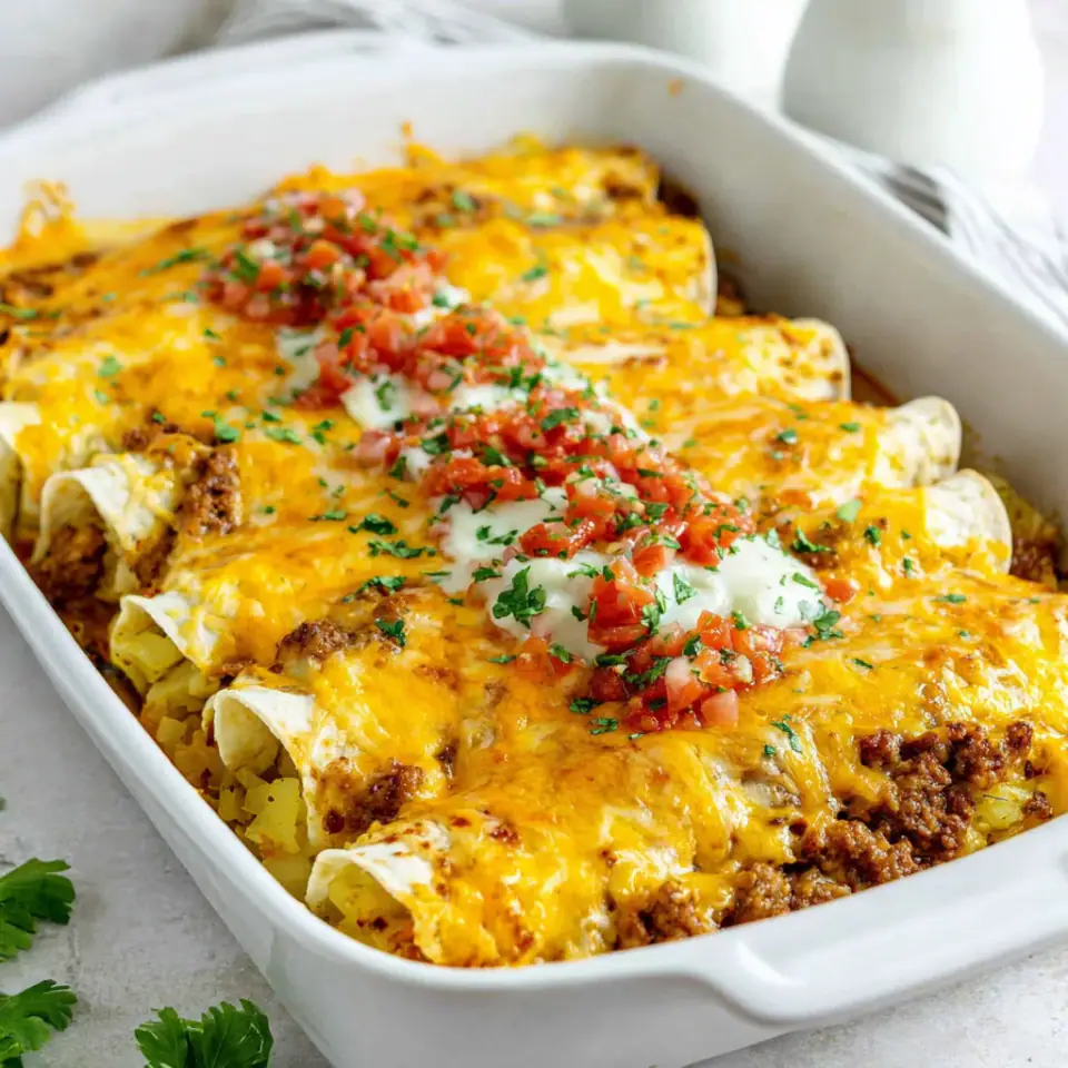 Breakfast Enchiladas served on the table
