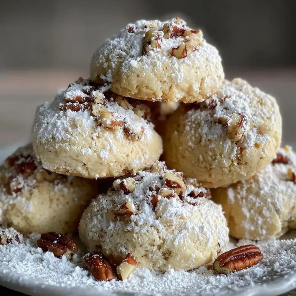 Buttery Pecan Snowball Cookies served on the table