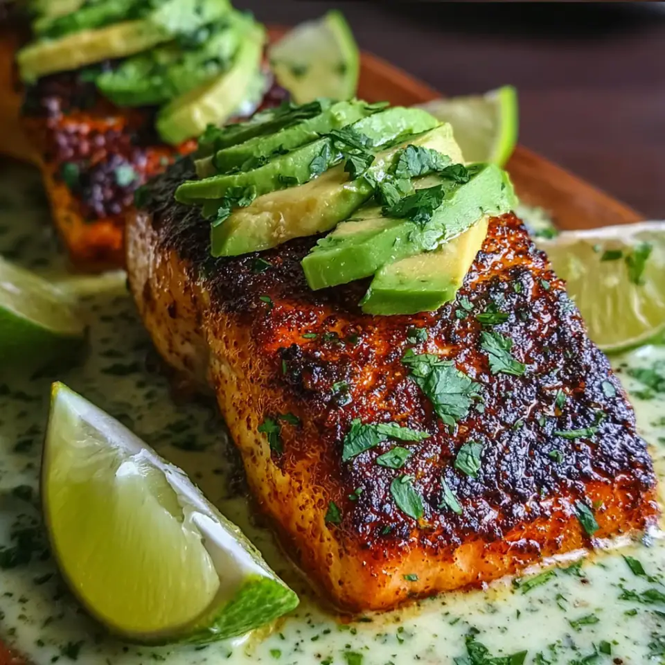 Cajun Salmon with Zesty Avocado Lime Crema