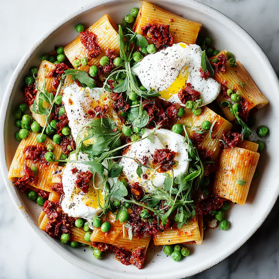 Calabrian Chile & Burrata Pasta with Peas