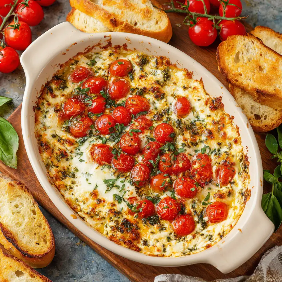Caprese Dip served on the table