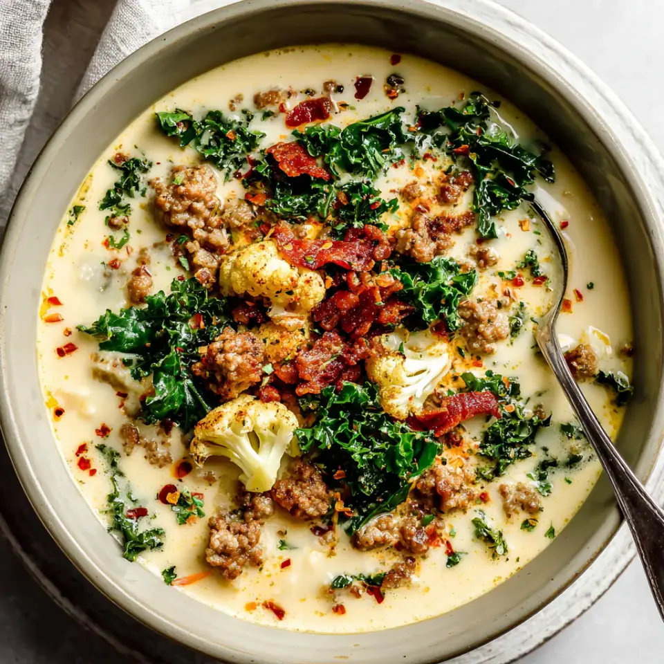 Cauliflower Sausage Kale Soup