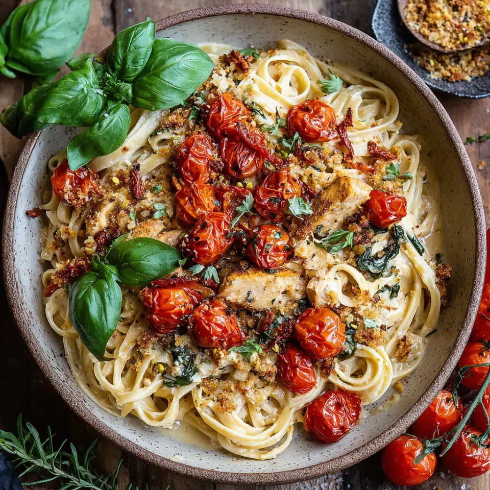 Charred Tomato Basil Chicken Florentine Pasta