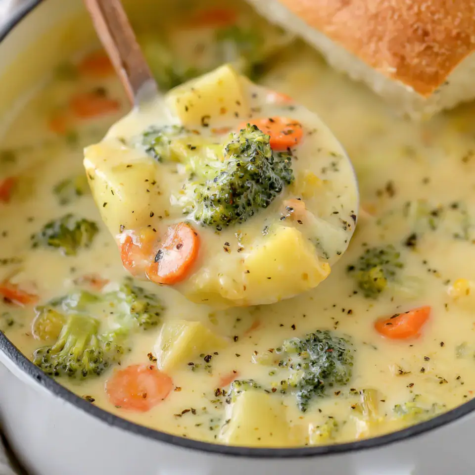 Cheesy Vegetable Chowder, ready to serve