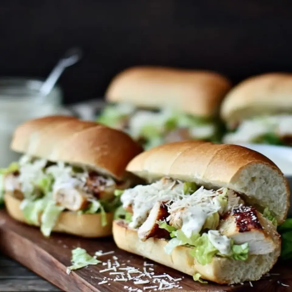 Chicken Caesar Salad Sandwich served on the table