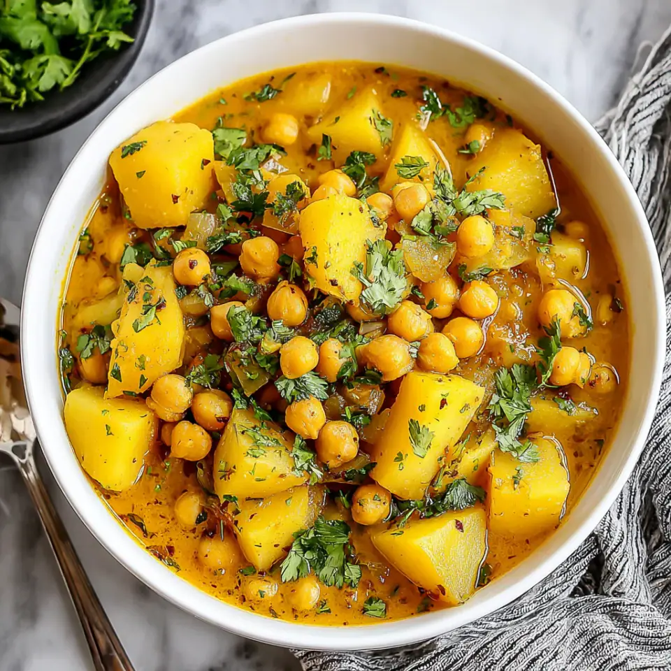 Chickpea and Potato Curry, ready to serve
