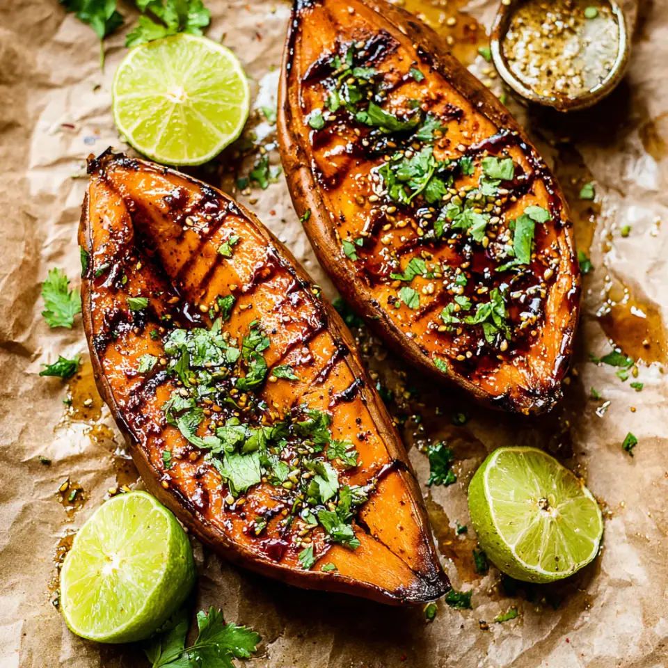 Chili Honey Roasted Sweet Potatoes With Lime Juice