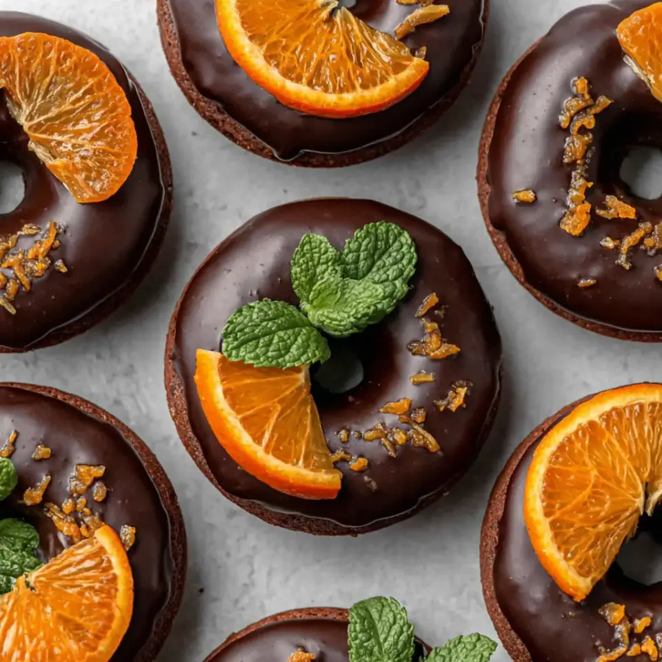 Vegan Gluten-Free Chocolate Donuts with Candied Orange