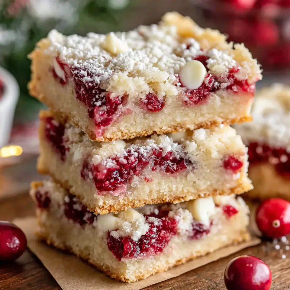 Christmas Cherry Bars served on the table