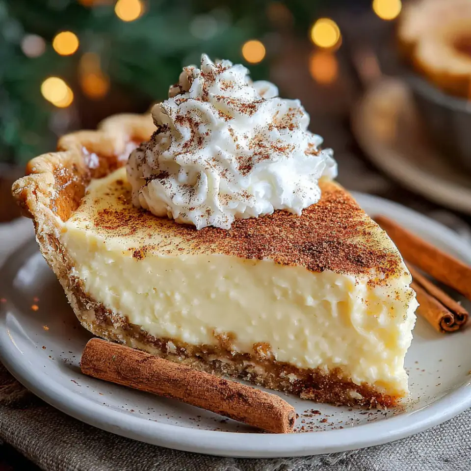 Cinnamon Vanilla Custard Pie, ready to serve