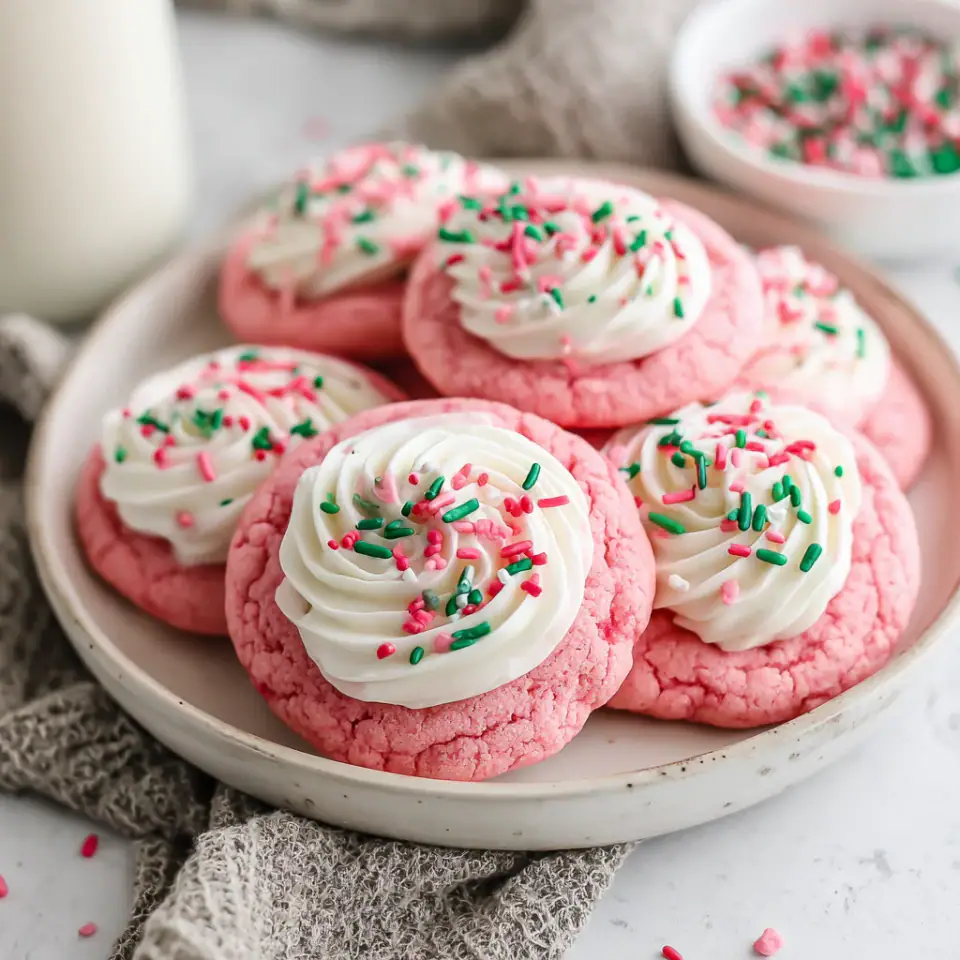 Christmas Pink Velvet Cookies, ready to serve
