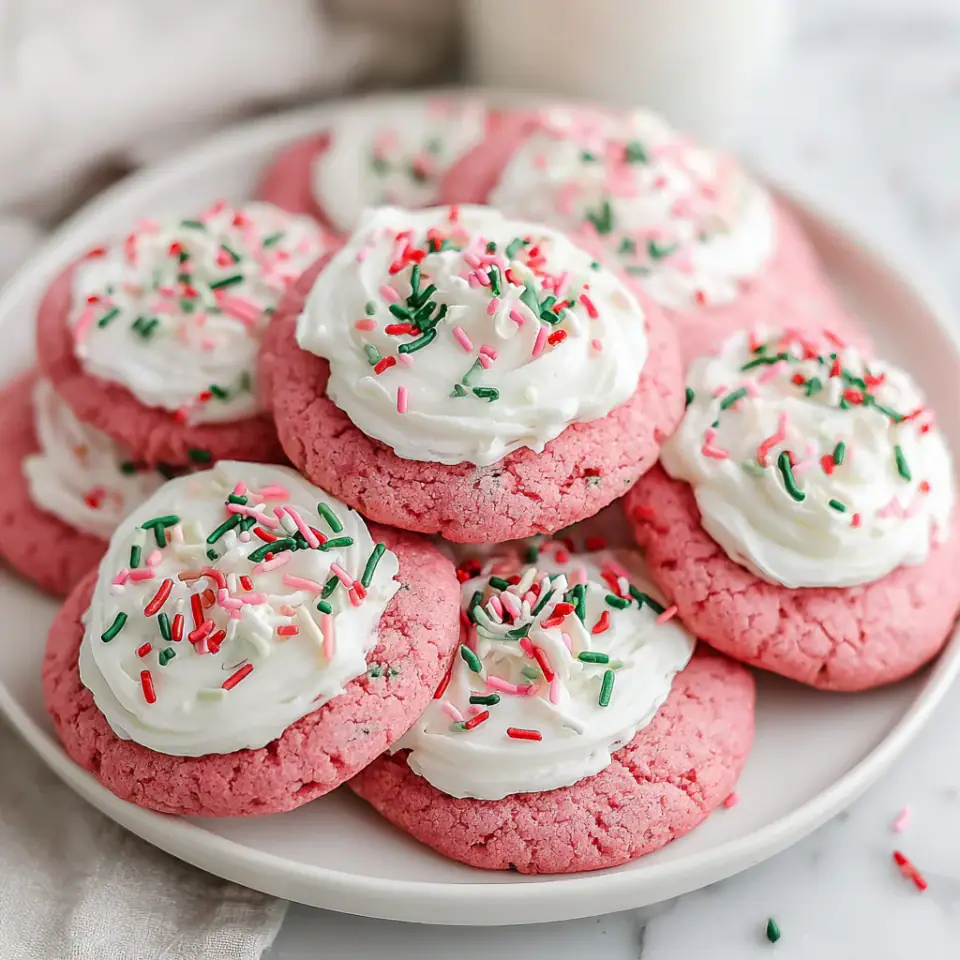 A close look at Christmas Pink Velvet Cookies