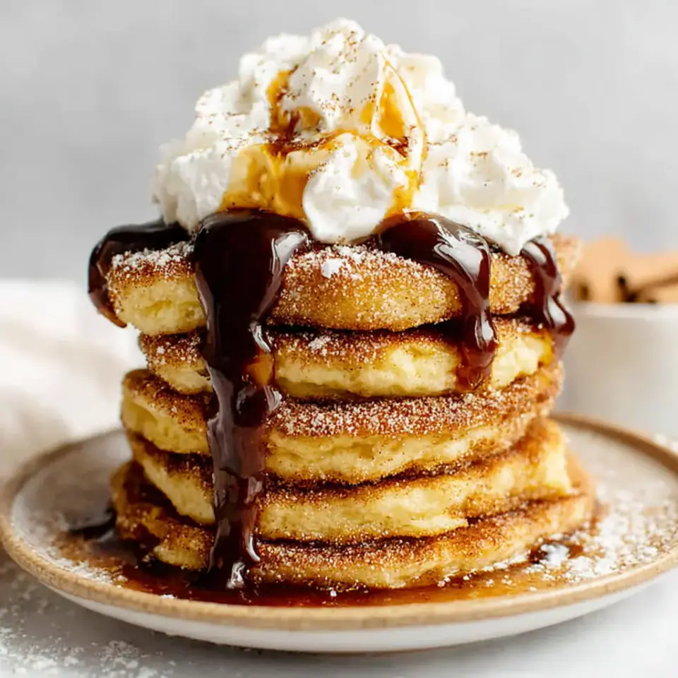 Churro Pancakes served on the table