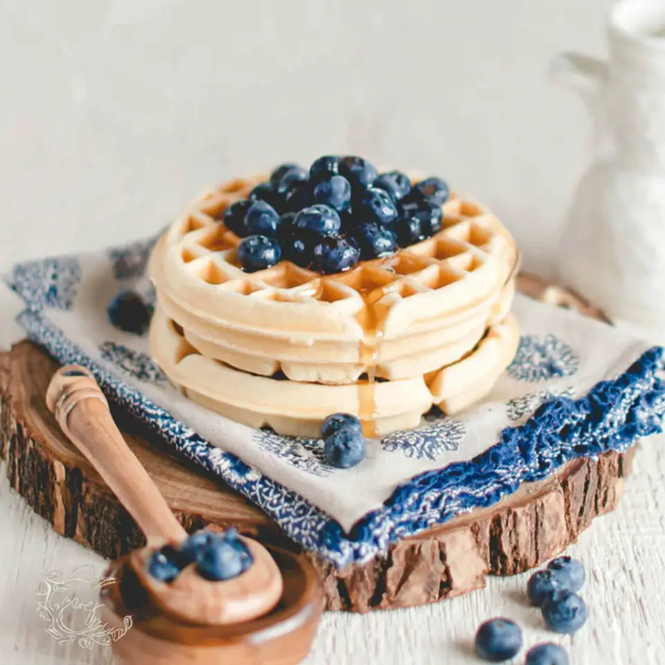 Classic Buttermilk Waffles served on the table