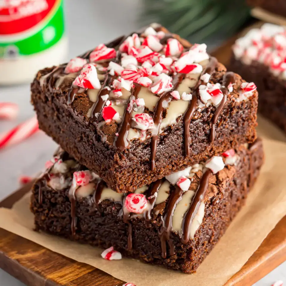 Classic Chocolate Peppermint Brownies, ready to serve