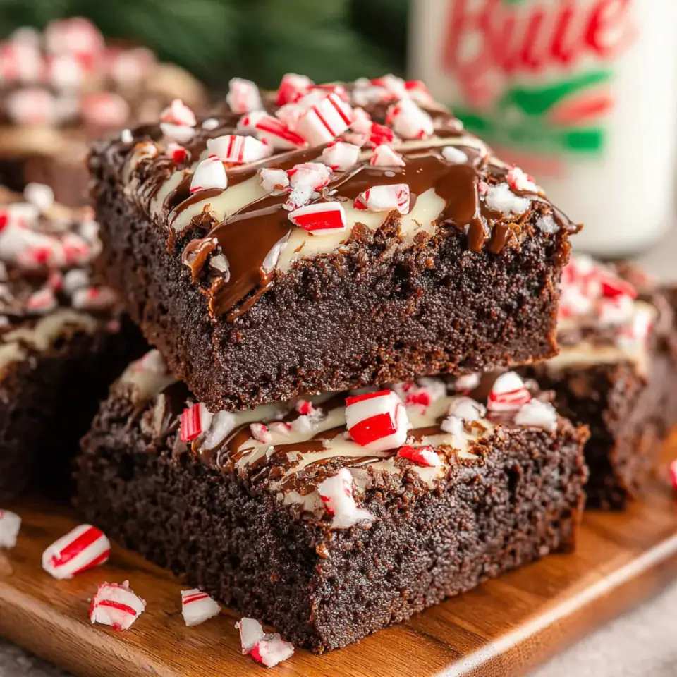 Classic Chocolate Peppermint Brownies served on the table