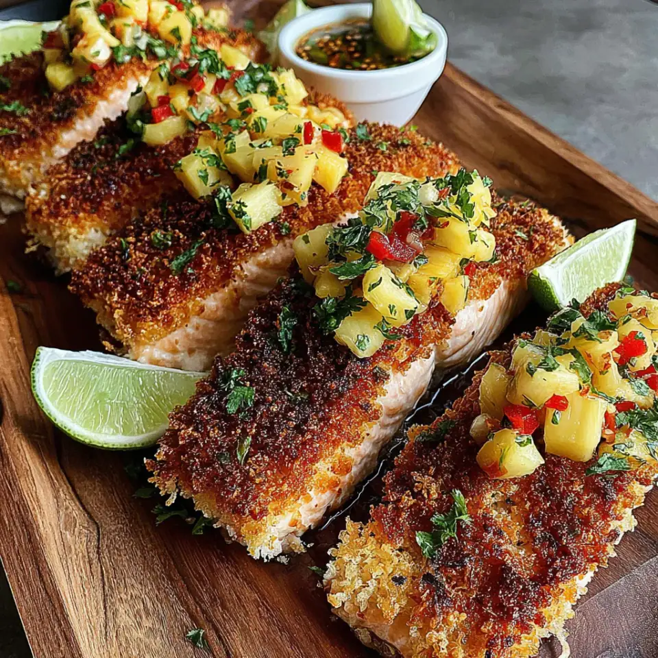 Coconut Crusted Salmon with Pineapple Salsa