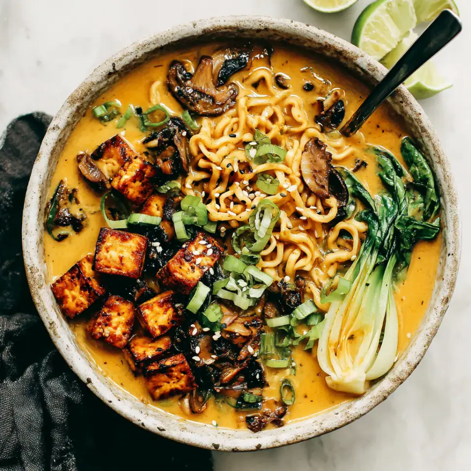 Coconut Curry Ramen served on the table